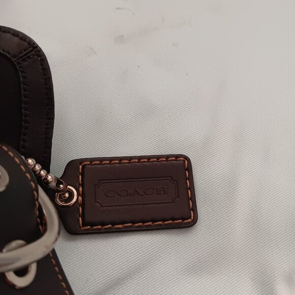 Vintage Coach Signature Jacquard/Leather CrossBody Messenger Saddle Bag Genuine - Picture 7 of 9